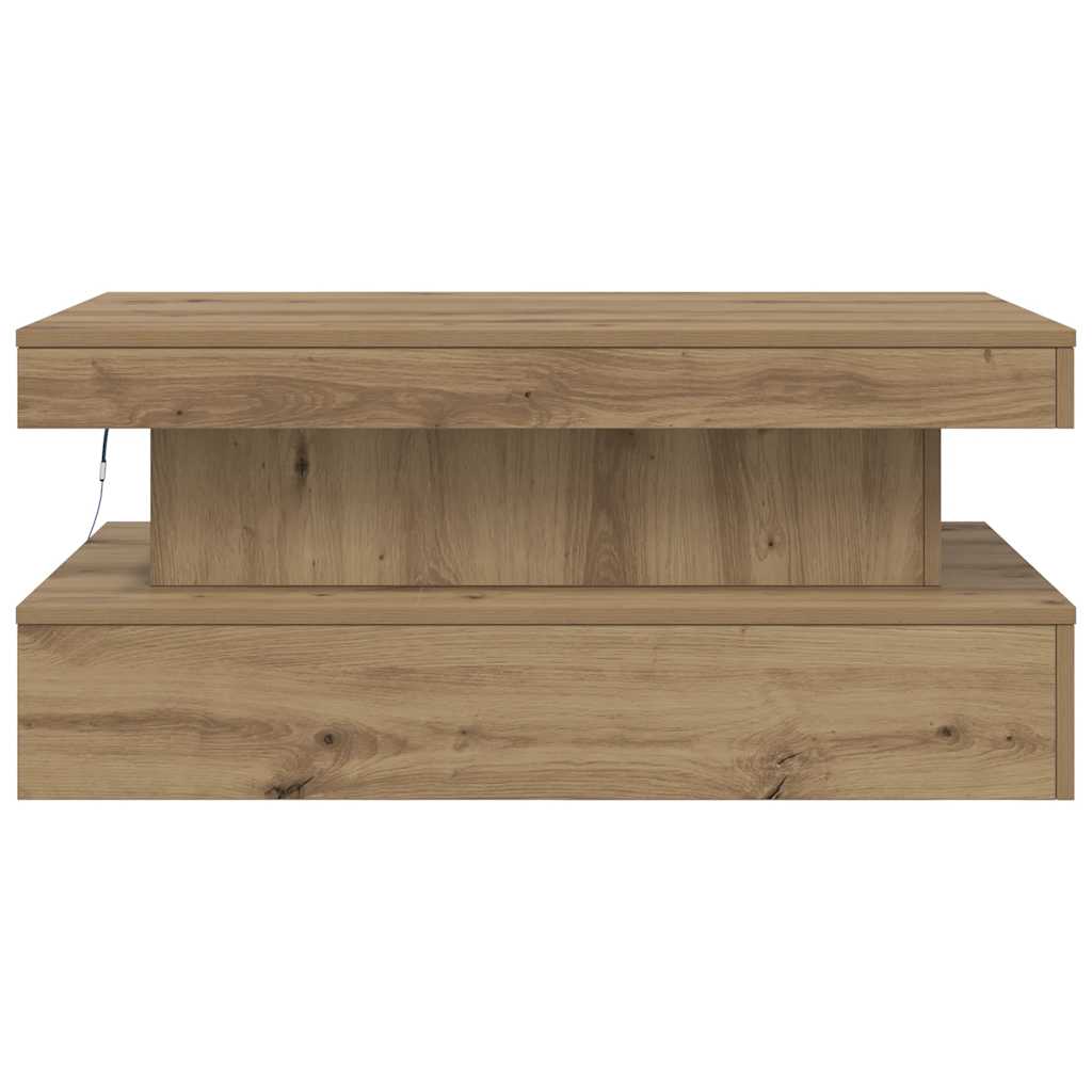 Table basse avec lumières LED chêne artisanal 90x50x40 cm - XIOS