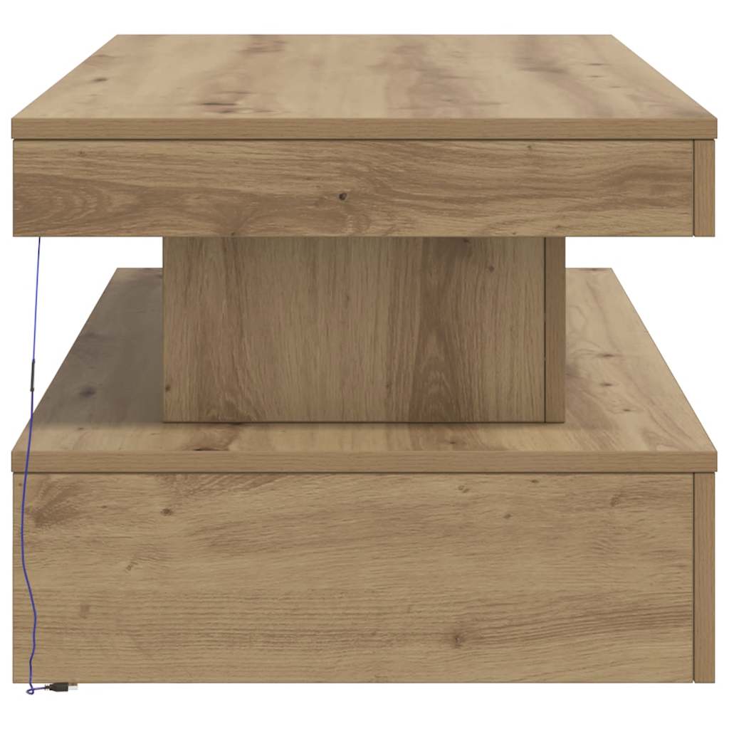 Table basse avec lumières LED chêne artisanal 90x50x40 cm - XIOS