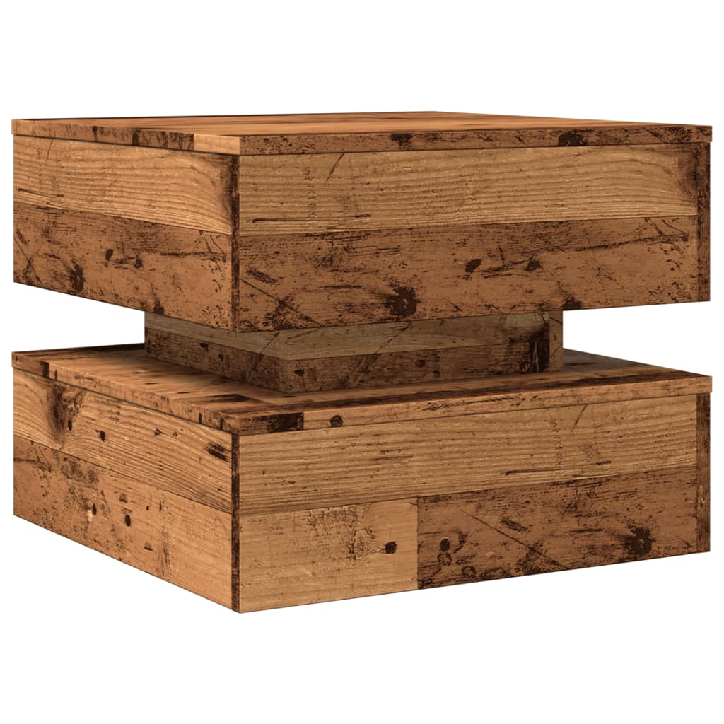 Table basse avec lumières LED vieux bois 50x50x40 cm - XIOS