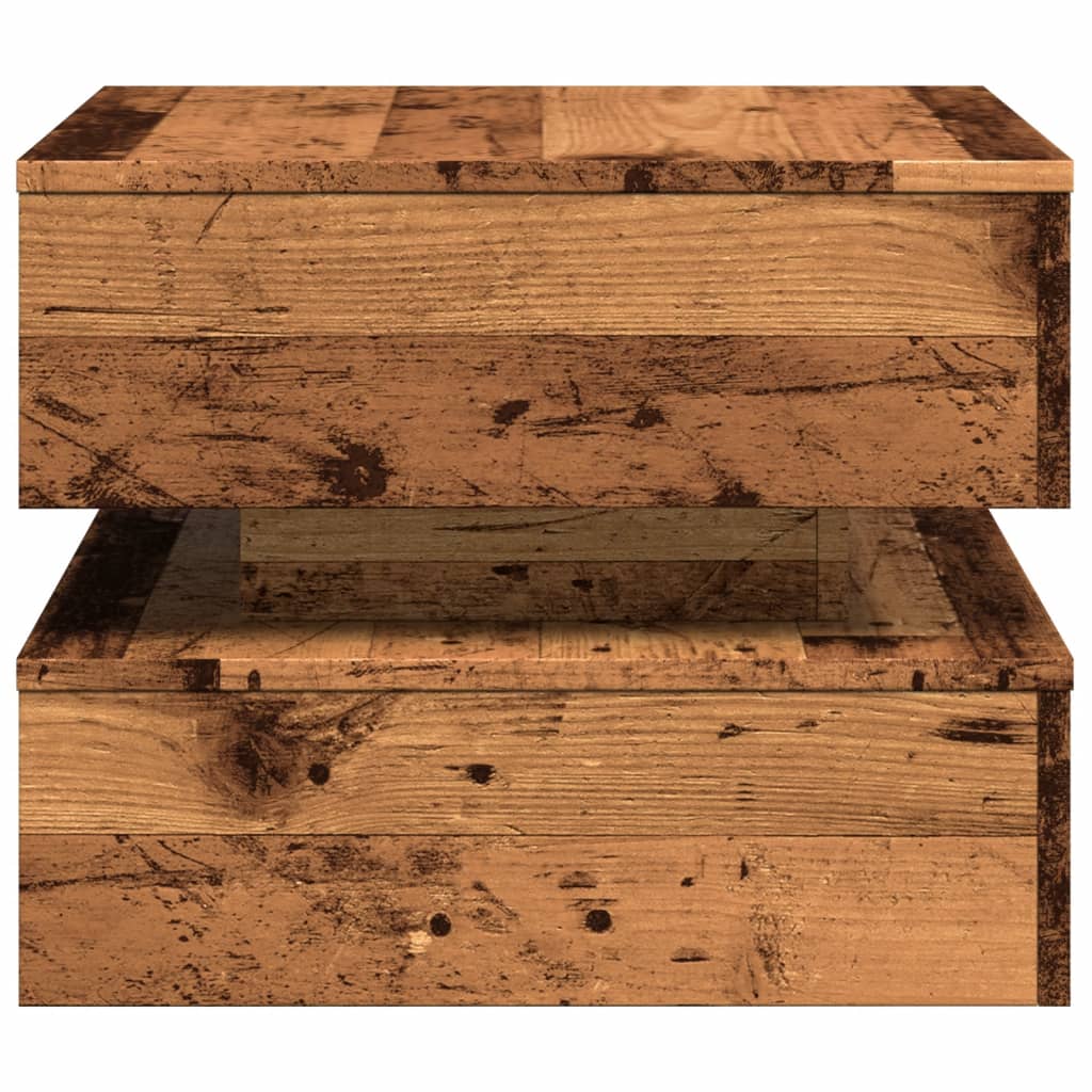 Table basse avec lumières LED vieux bois 50x50x40 cm - XIOS