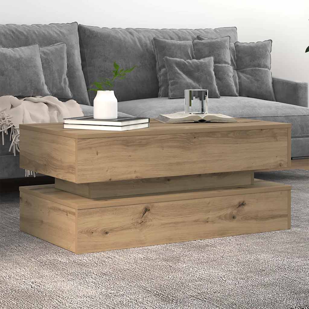 Table basse avec lumières LED chêne artisanal 90x50x40 cm - XIOS