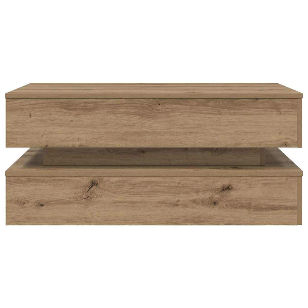 Table basse avec lumières LED chêne artisanal 90x50x40 cm - XIOS