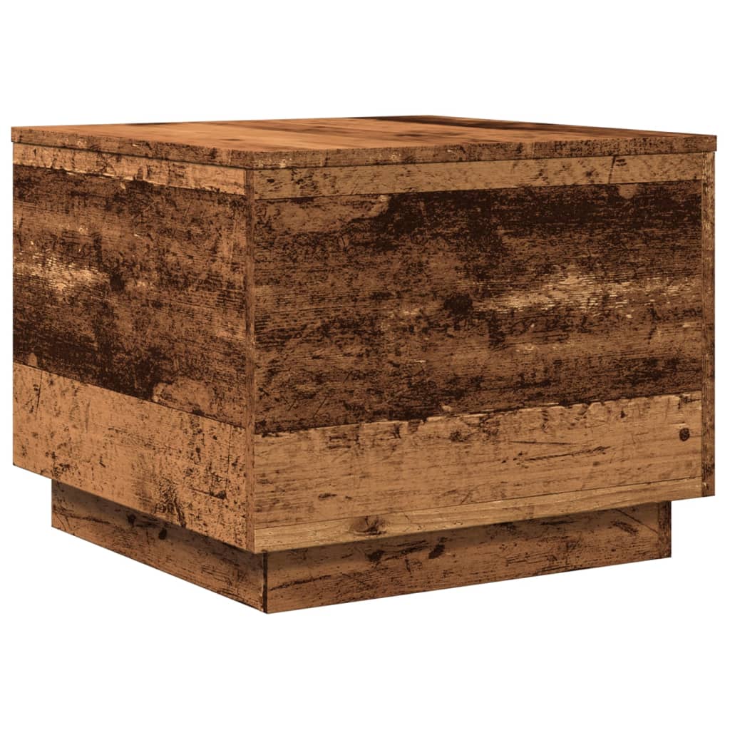 Table basse avec lumières LED vieux bois 50x50x40 cm - XIOS
