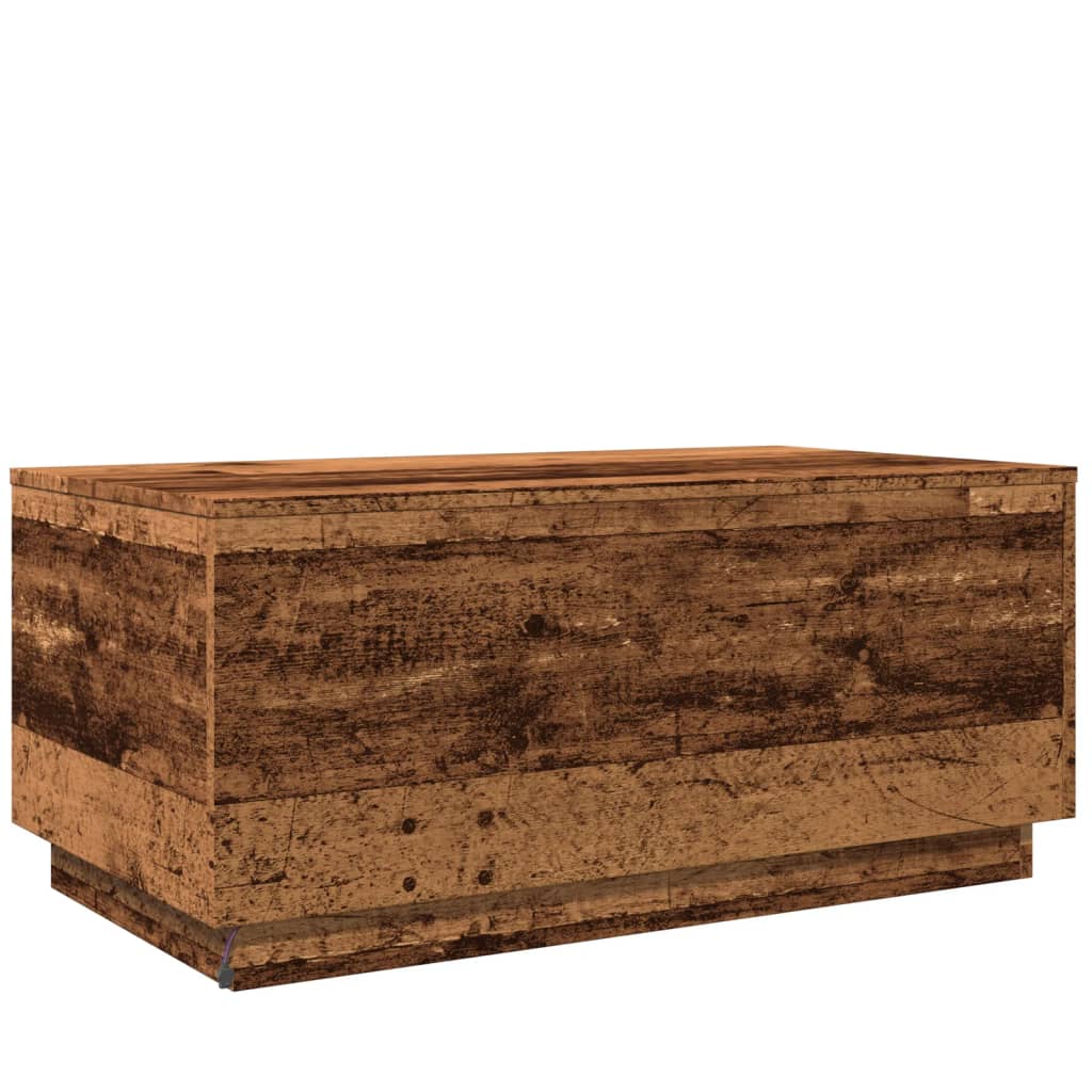 Table basse avec lumières LED vieux bois 90x50x40 cm - XIOS