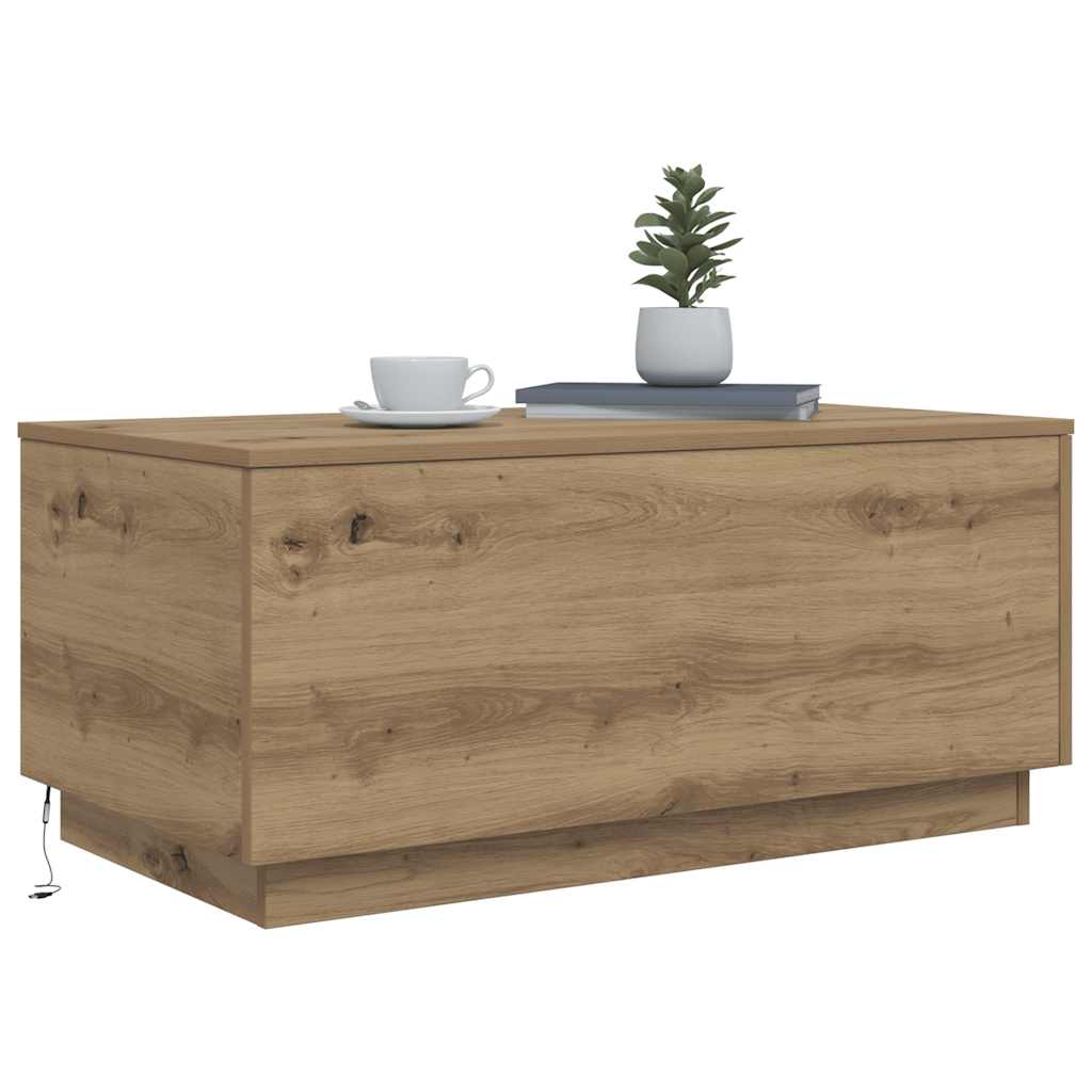 Table basse avec lumières LED chêne artisanal 90x50x40 cm - XIOS