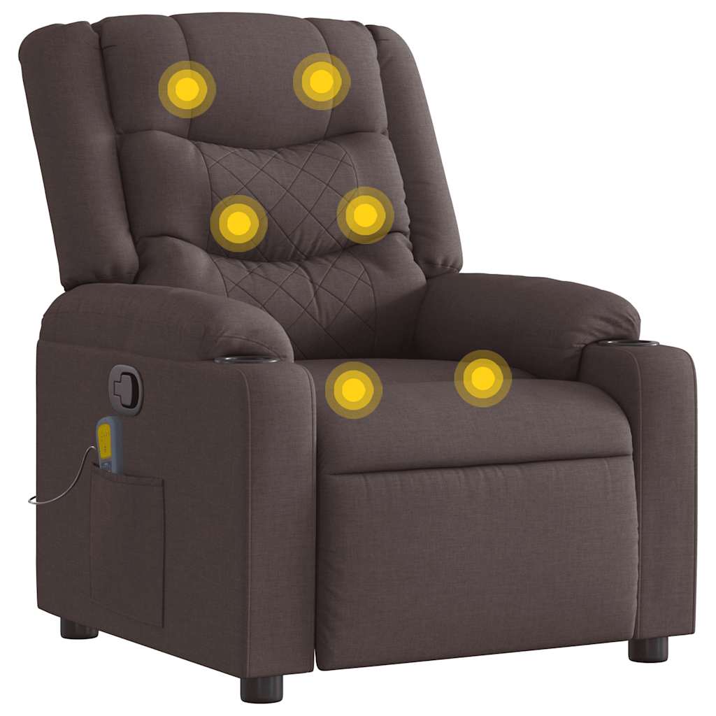 Fauteuil de massage inclinable Marron foncé Tissu - XIOS