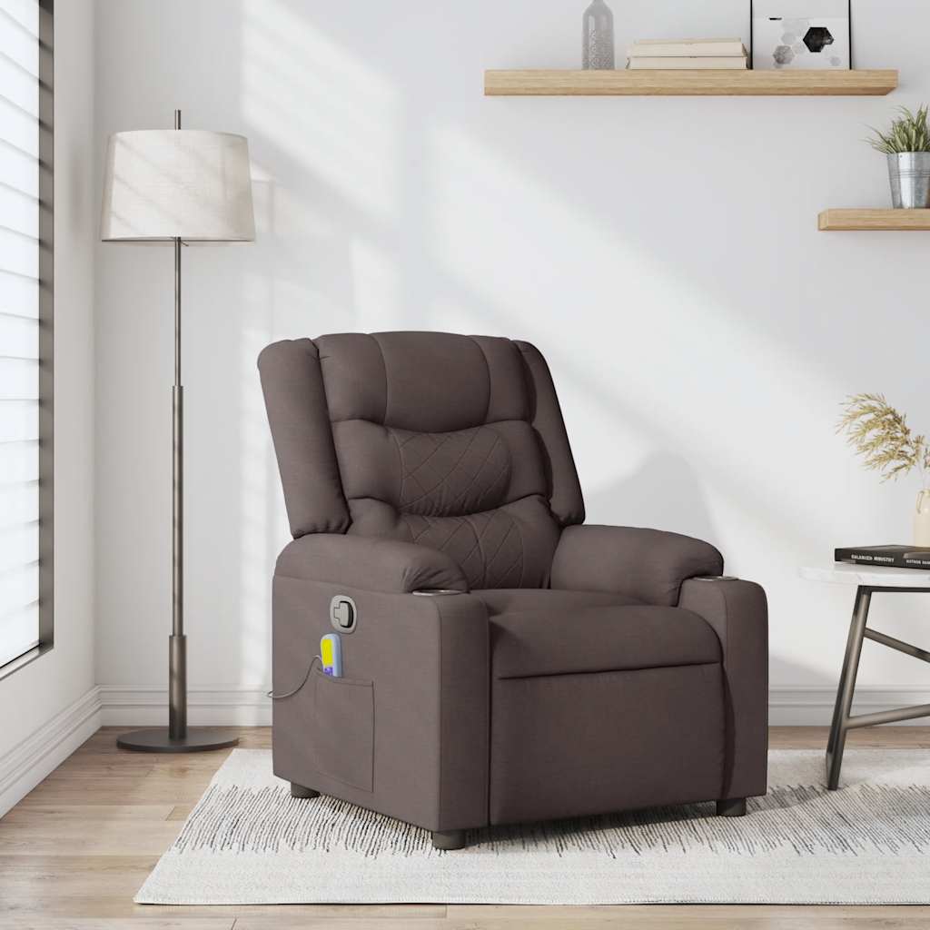 Fauteuil de massage inclinable Marron foncé Tissu - XIOS