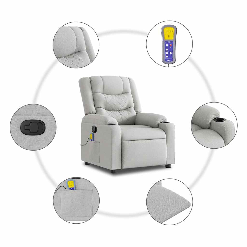 Fauteuil de massage inclinable gris nuage tissu