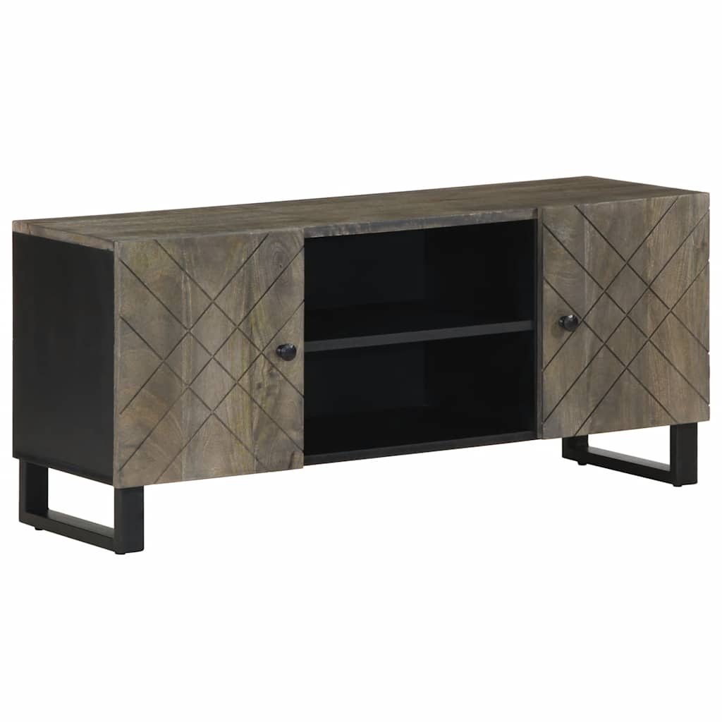 Meuble TV noir 105x33x46 cm bois massif de manguier - XIOS