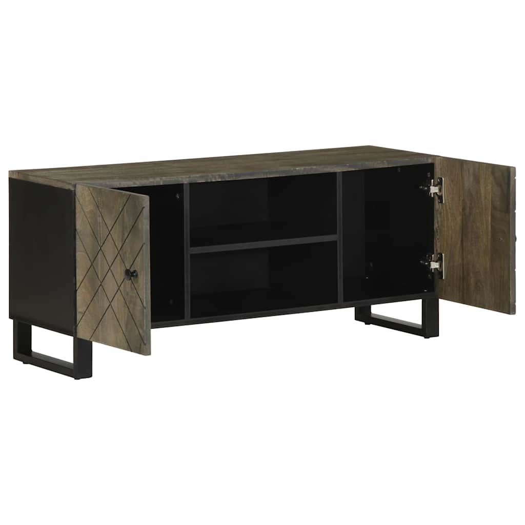 Meuble TV noir 105x33x46 cm bois massif de manguier - XIOS
