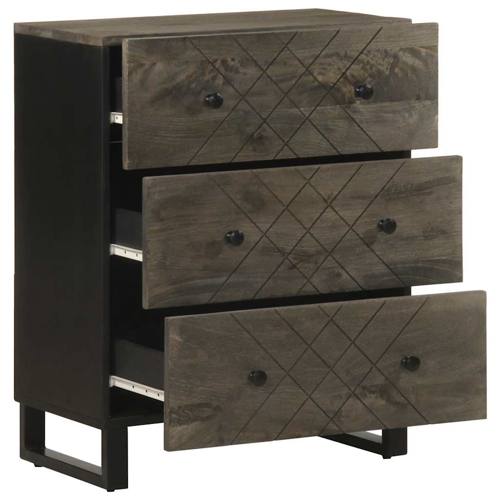 Buffet noir 60x33x75 cm bois massif de manguier - XIOS