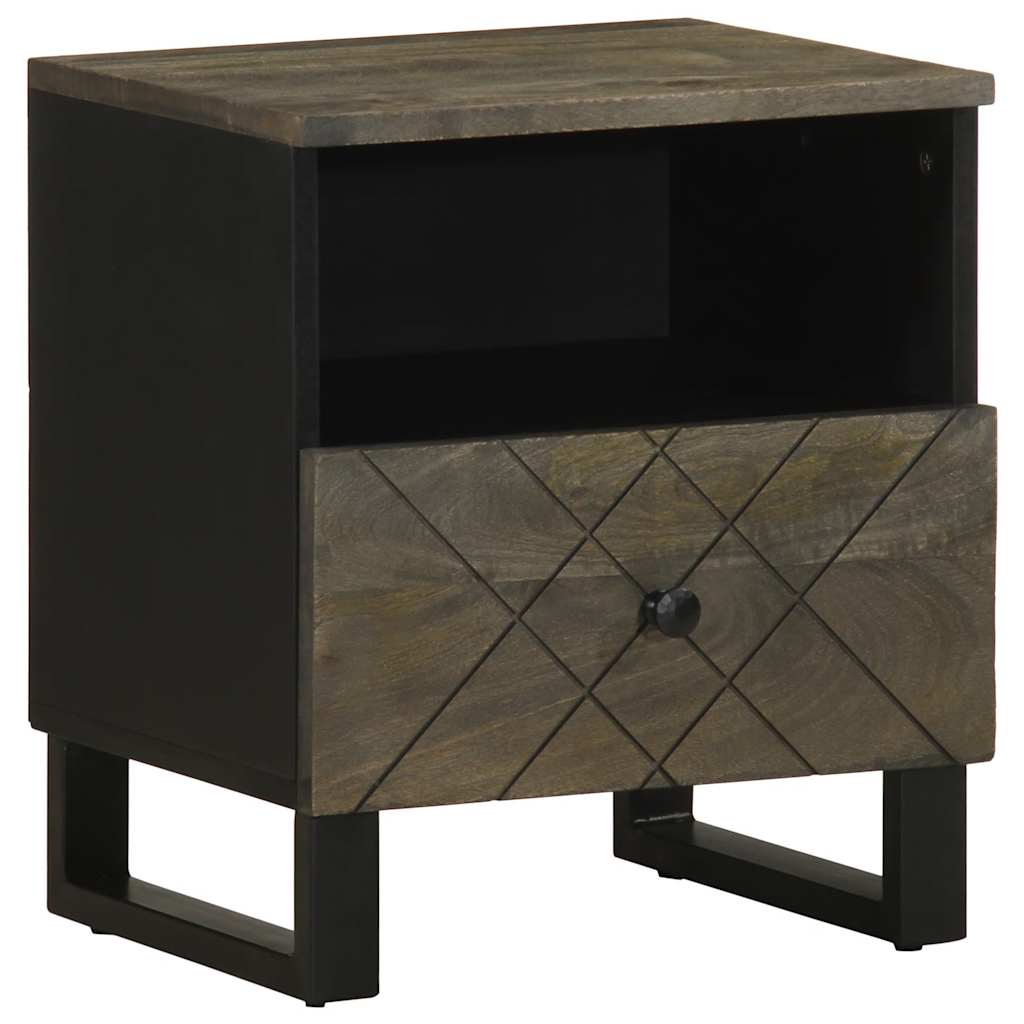Table de chevet noir 40x33x46 cm bois de manguier solide - XIOS