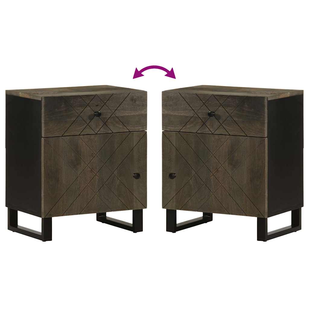 Table de chevet noir 50x33x60 cm bois de manguier massif - XIOS