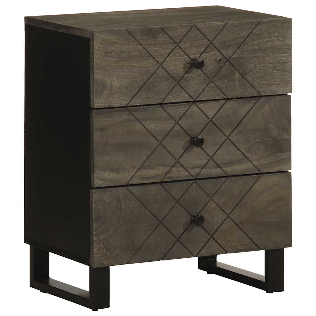 Table de chevet noir 50x33x62 cm bois de manguier solide - XIOS