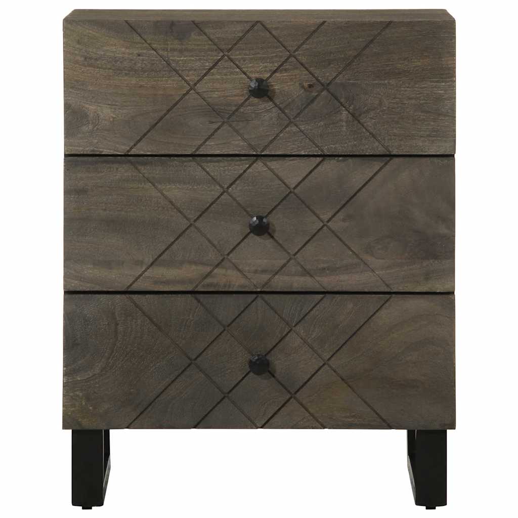 Table de chevet noir 50x33x62 cm bois de manguier solide - XIOS