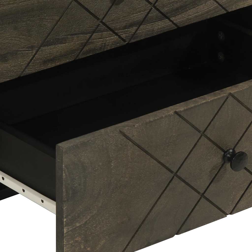 Table de chevet noir 50x33x62 cm bois de manguier solide - XIOS