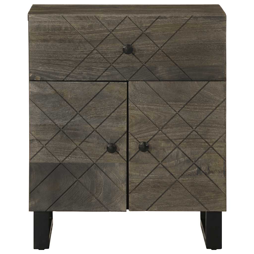 Table de chevet noir 50x33x60 cm bois de manguier massif - XIOS