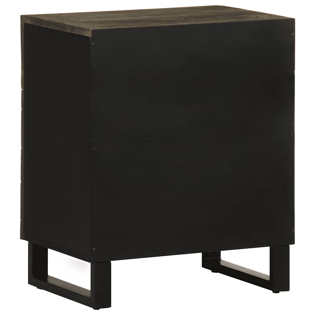Table de chevet noir 50x33x60 cm bois de manguier massif - XIOS