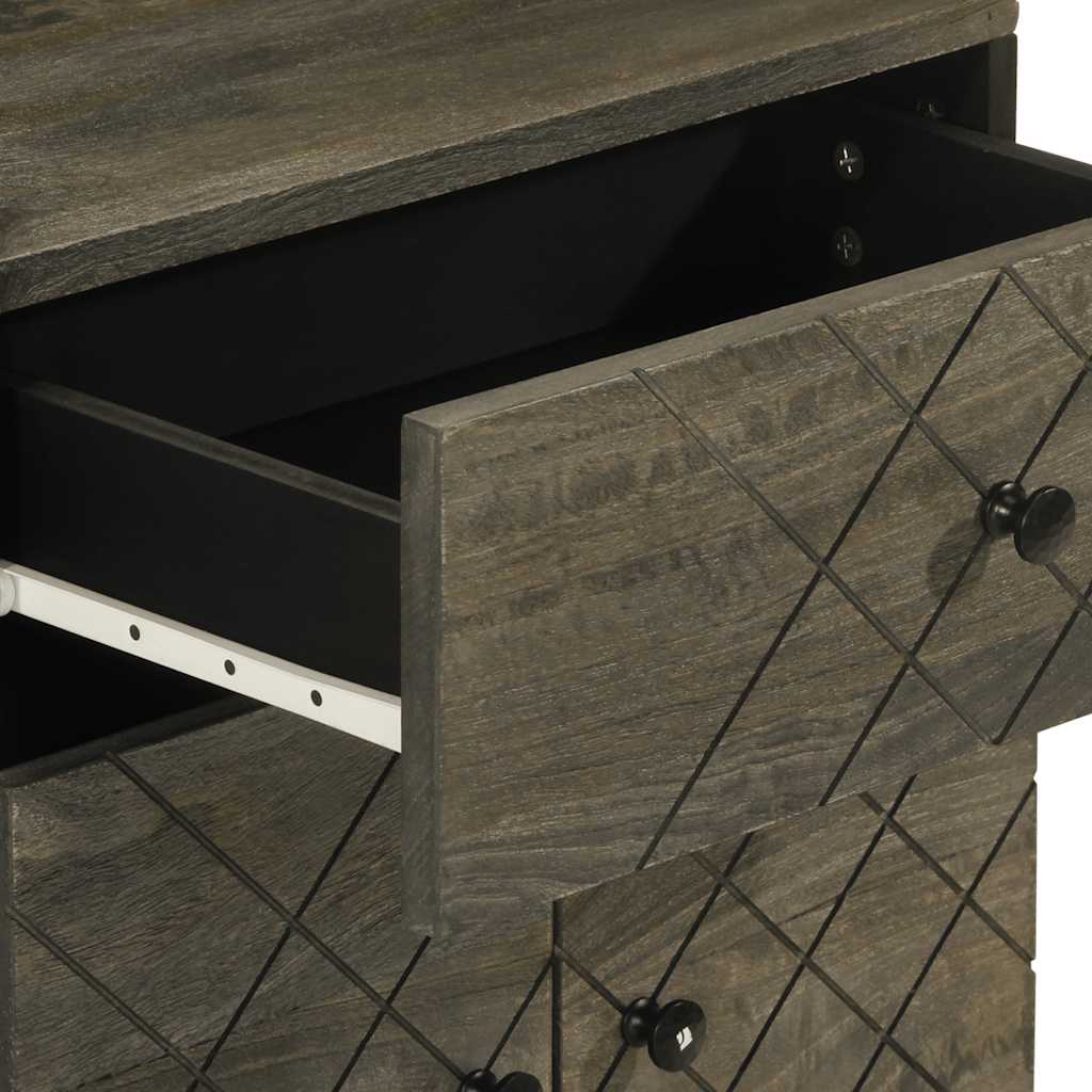 Table de chevet noir 50x33x60 cm bois de manguier massif - XIOS