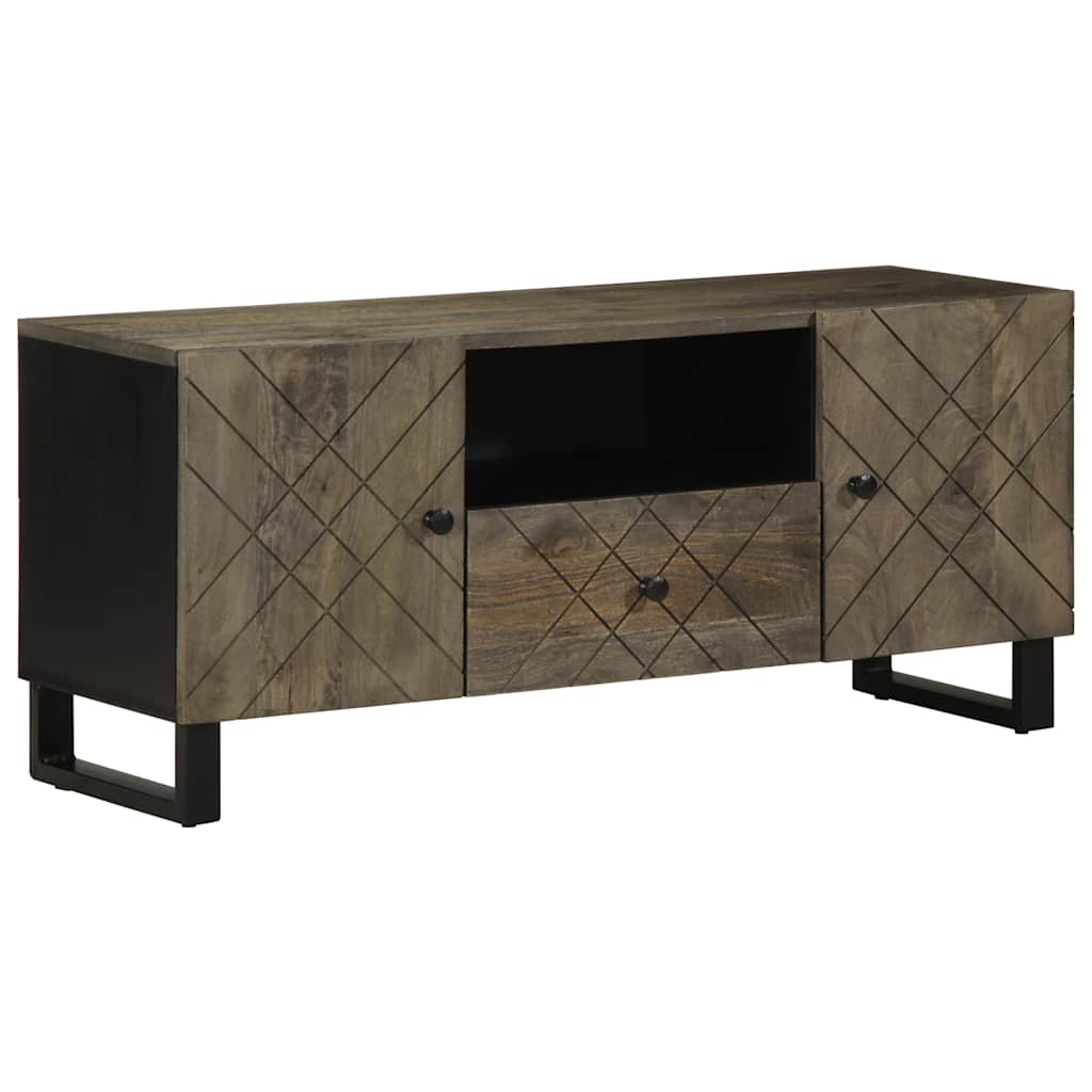 Meuble TV noir 105x33x46 cm bois massif de manguier - XIOS