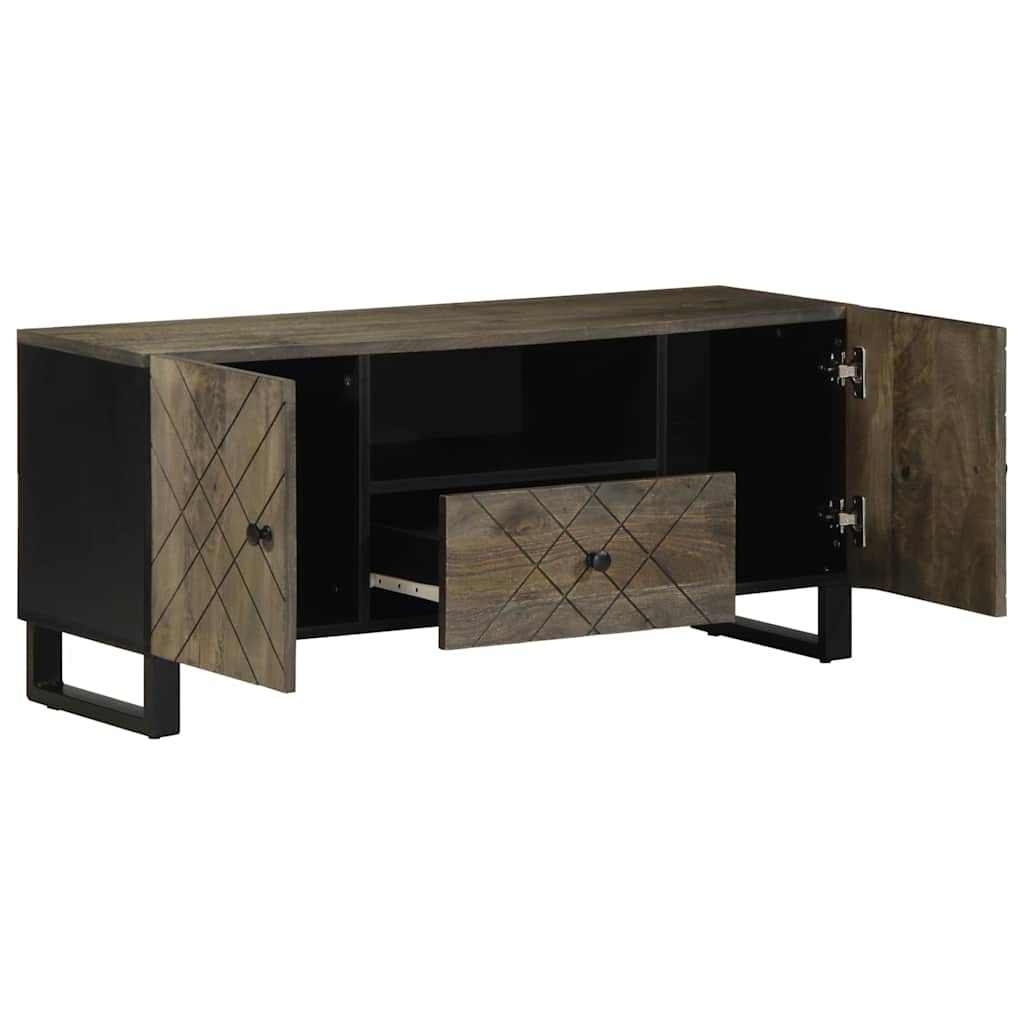 Meuble TV noir 105x33x46 cm bois massif de manguier - XIOS