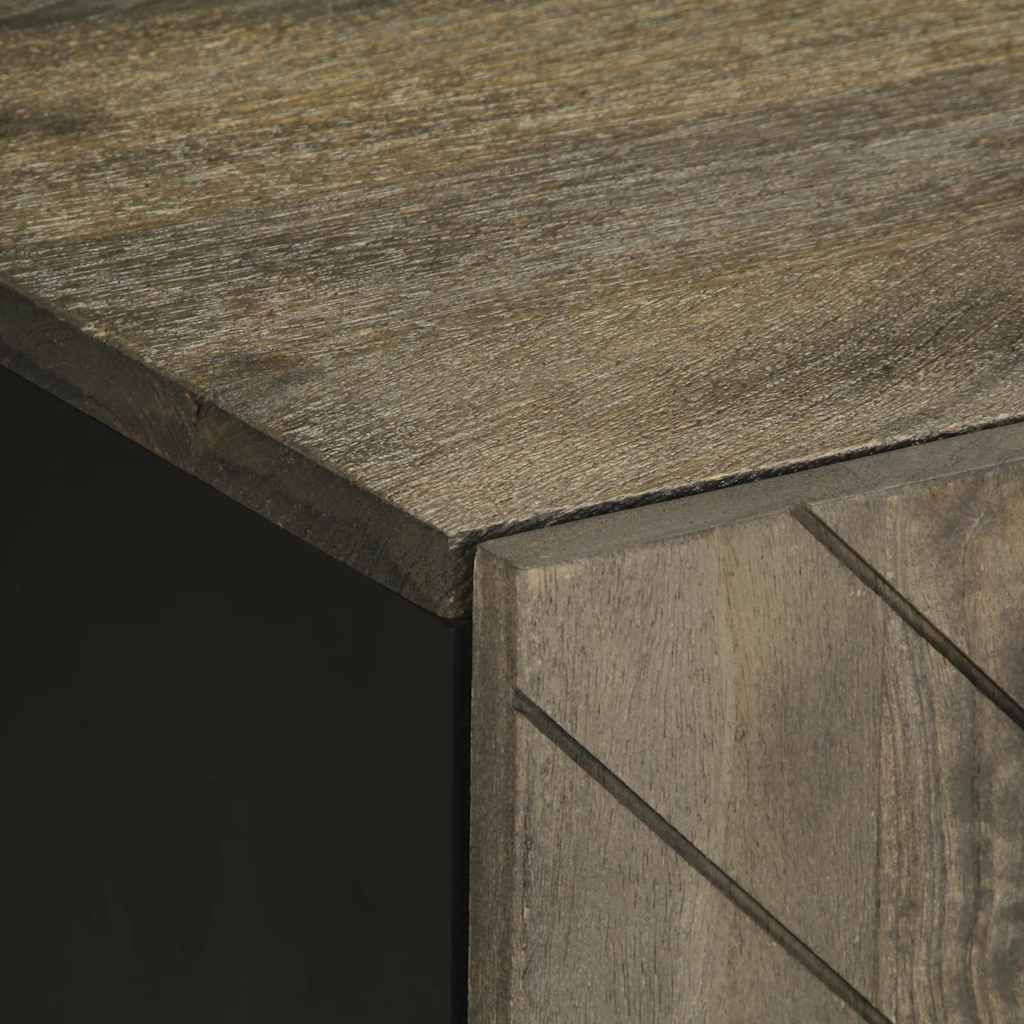 Meuble TV noir 105x33x46 cm bois massif de manguier - XIOS