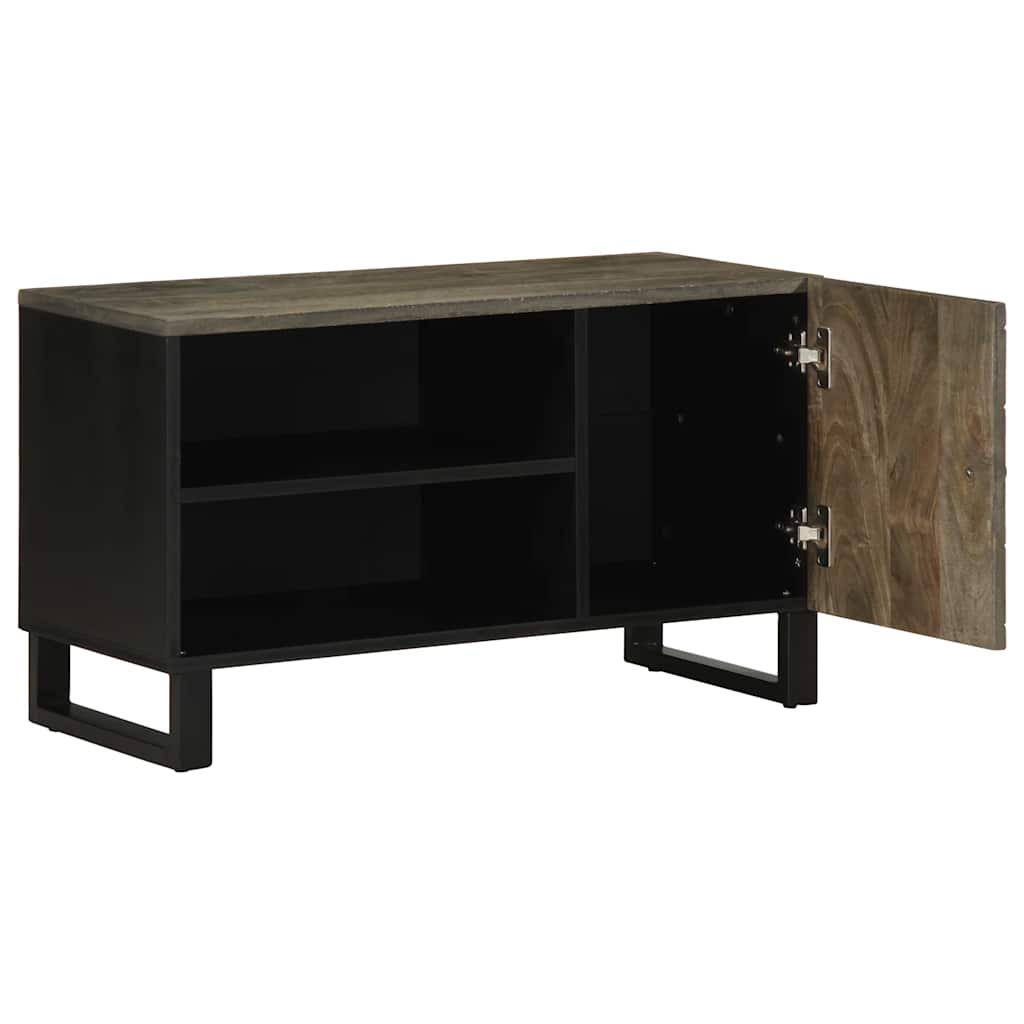 Meuble TV noir 80x33x46 cm bois massif de manguier - XIOS
