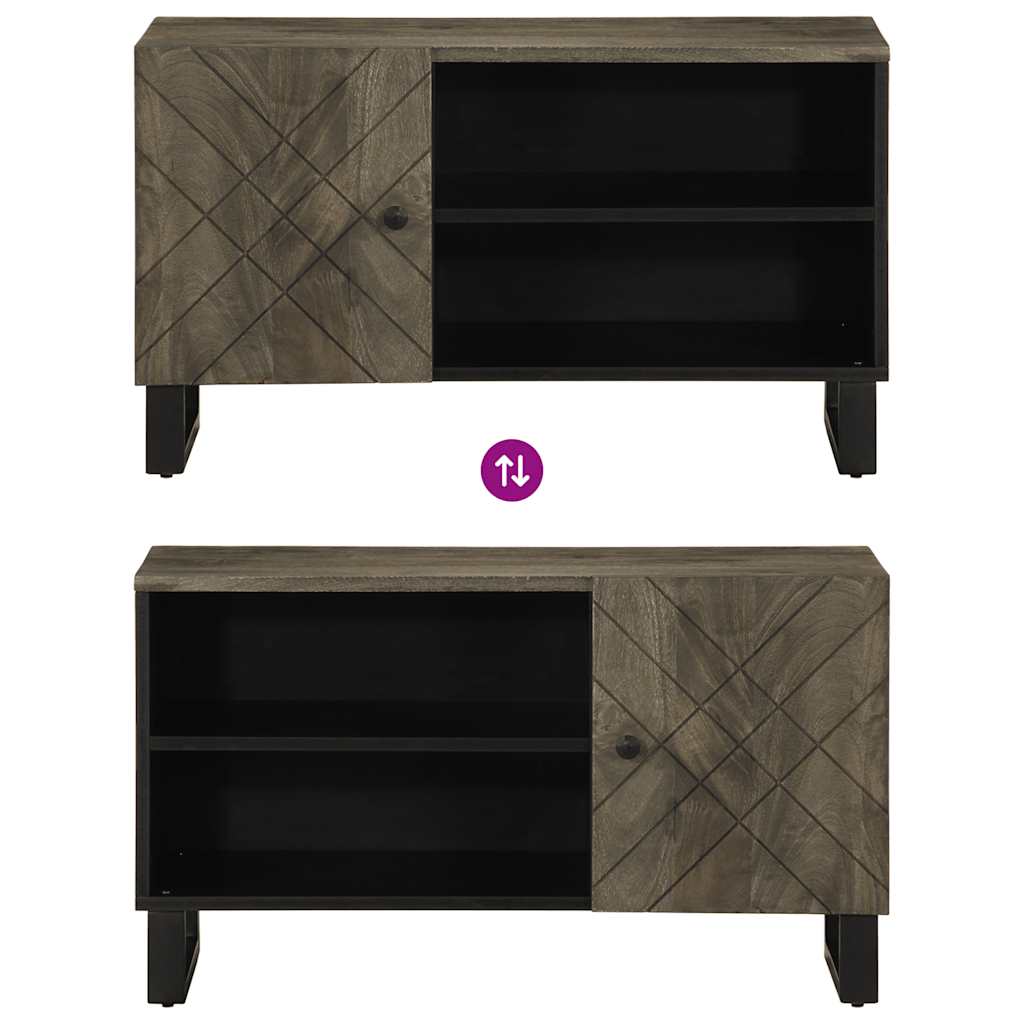 Meuble TV noir 80x33x46 cm bois massif de manguier - XIOS