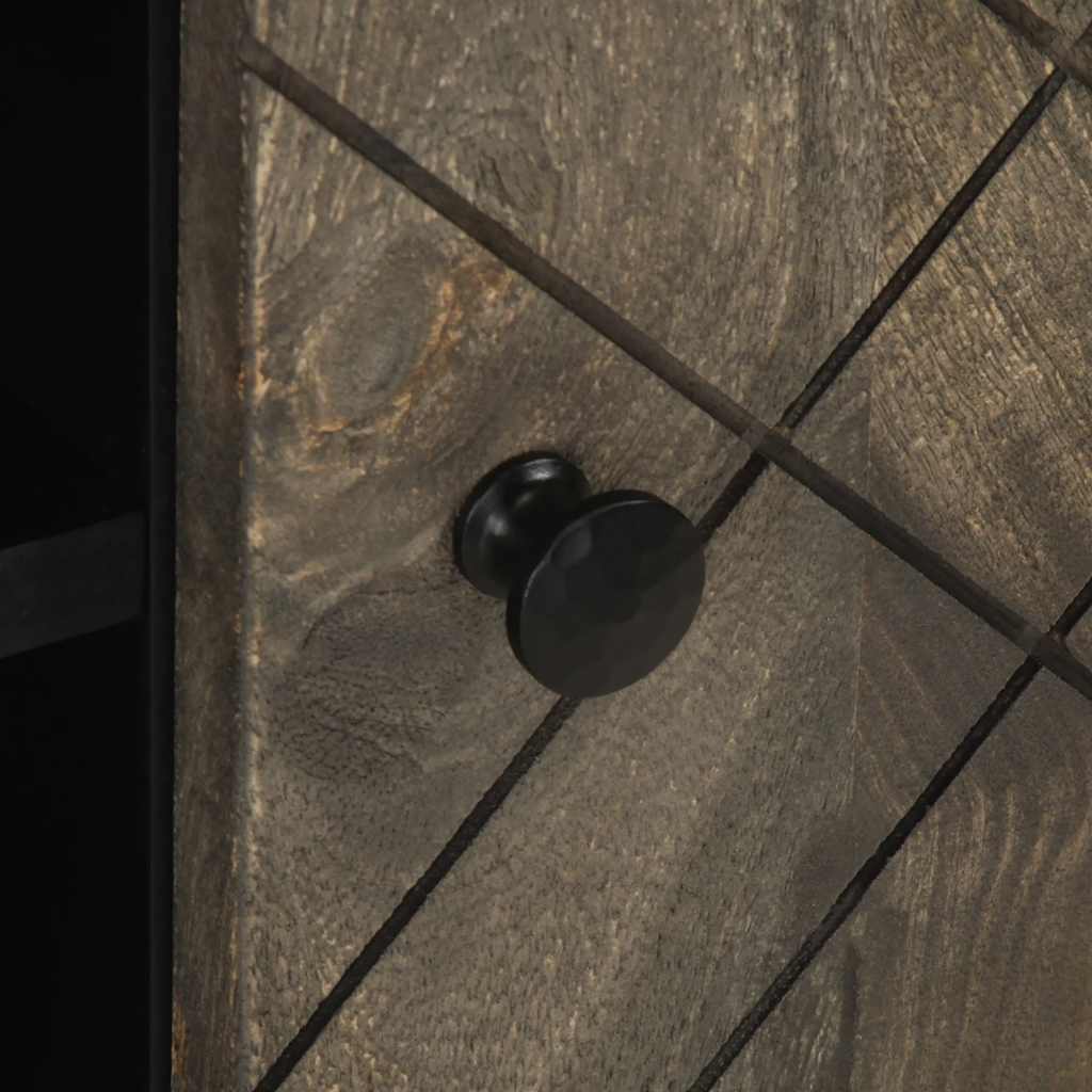 Meuble TV noir 80x33x46 cm bois massif de manguier - XIOS