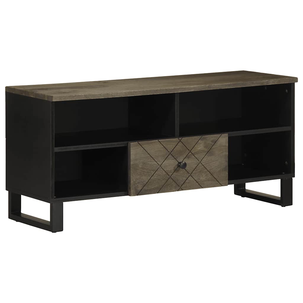 Meuble TV noir 100x33x46 cm bois massif de manguier - XIOS