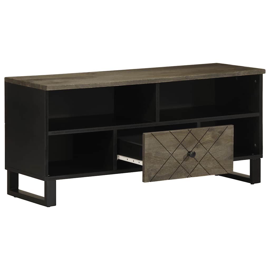 Meuble TV noir 100x33x46 cm bois massif de manguier - XIOS