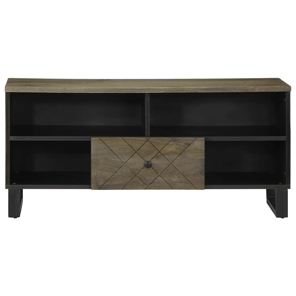 Meuble TV noir 100x33x46 cm bois massif de manguier - XIOS