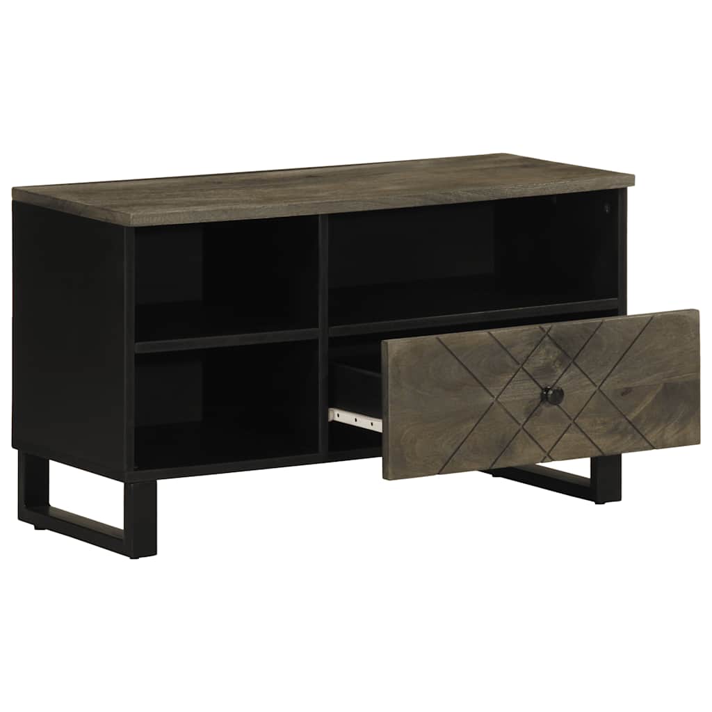 Meuble TV noir 80x33x46 cm bois massif de manguier - XIOS