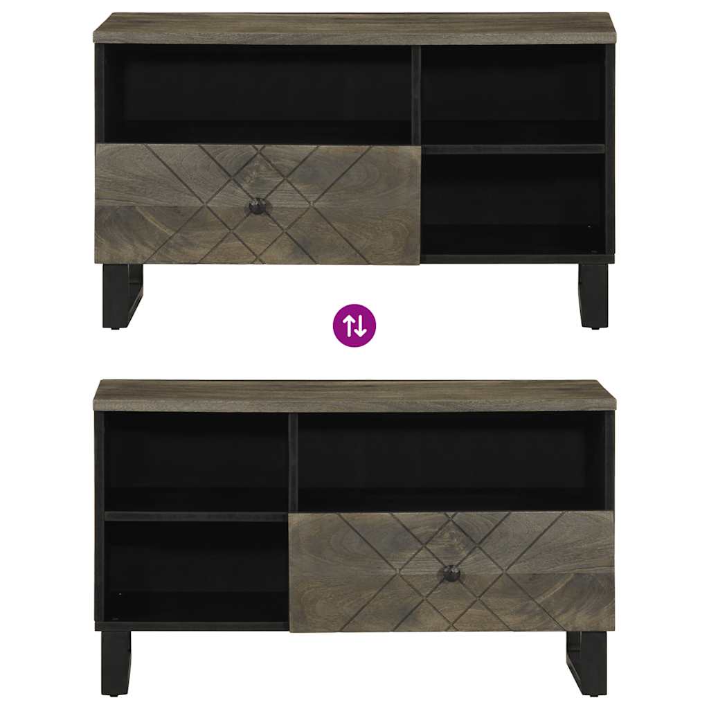 Meuble TV noir 80x33x46 cm bois massif de manguier - XIOS