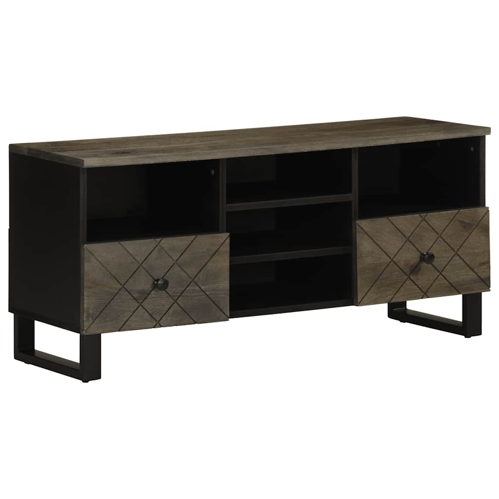 Meuble TV noir 100x33x46 cm bois massif de manguier - XIOS