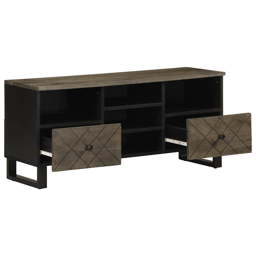 Meuble TV noir 100x33x46 cm bois massif de manguier - XIOS