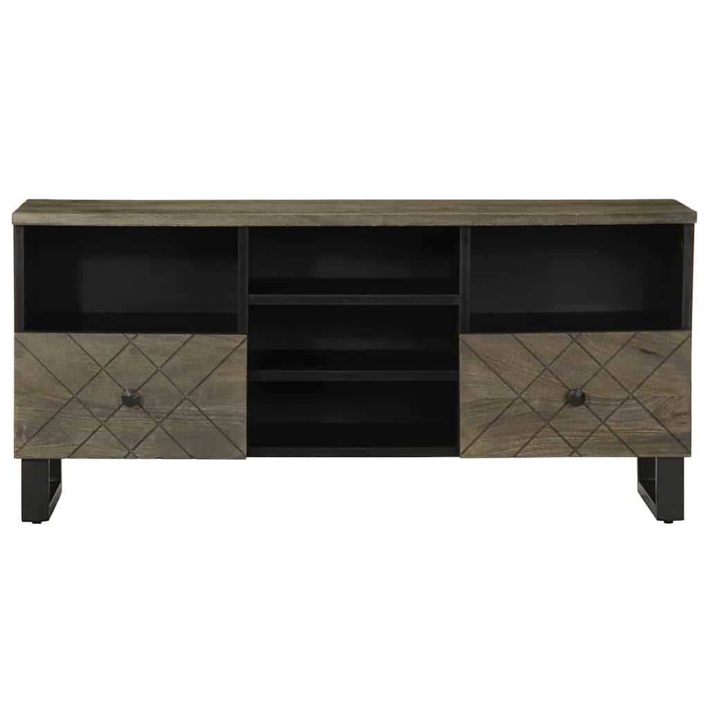 Meuble TV noir 100x33x46 cm bois massif de manguier - XIOS