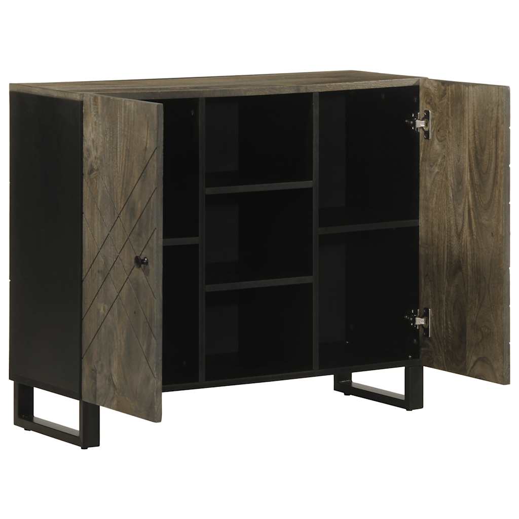 Buffet noir 90x33x75 cm bois massif de manguier - XIOS