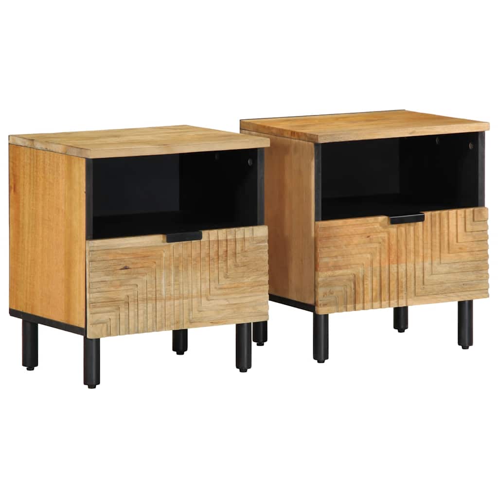 Tables de chevet 2 pcs 40x33x46 cm bois de manguier solide - XIOS