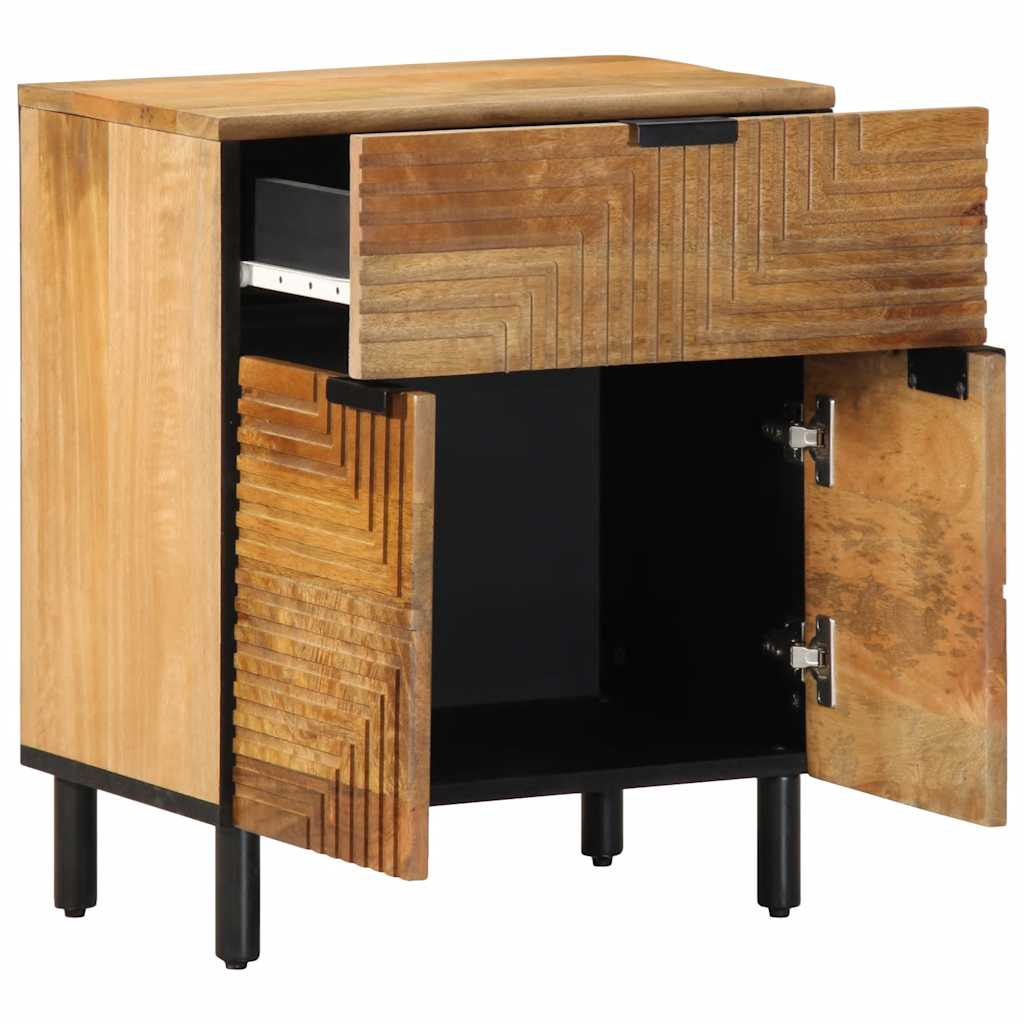 Table de chevet marron 50x33x60 cm bois de manguier massif