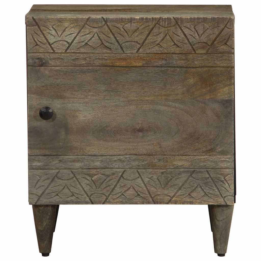 Table de chevet gris clair 40x33x46 cm bois de manguier solide - XIOS