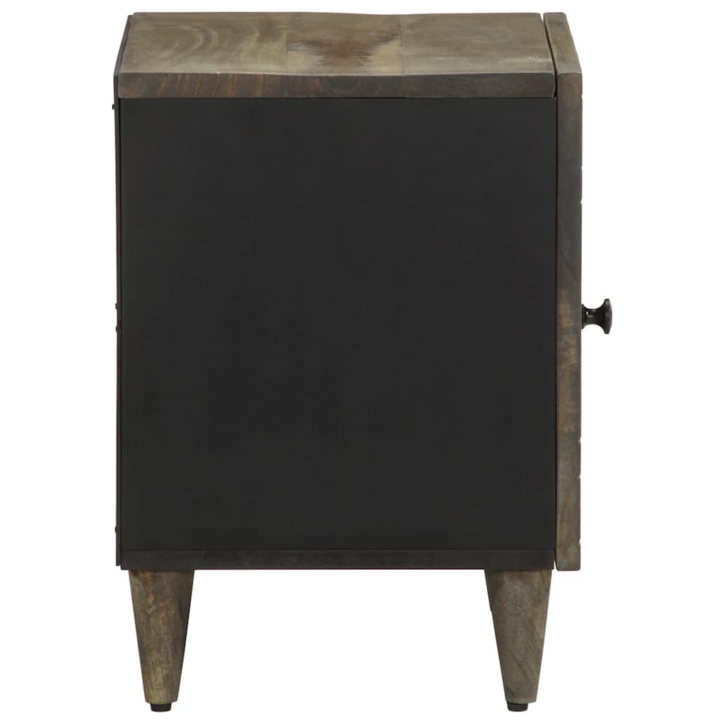 Table de chevet gris clair 40x33x46 cm bois de manguier solide - XIOS