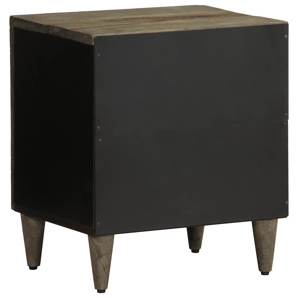 Table de chevet gris clair 40x33x46 cm bois de manguier solide - XIOS