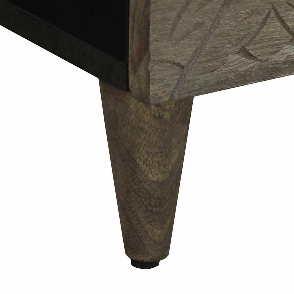 Table de chevet gris clair 40x33x46 cm bois de manguier solide - XIOS