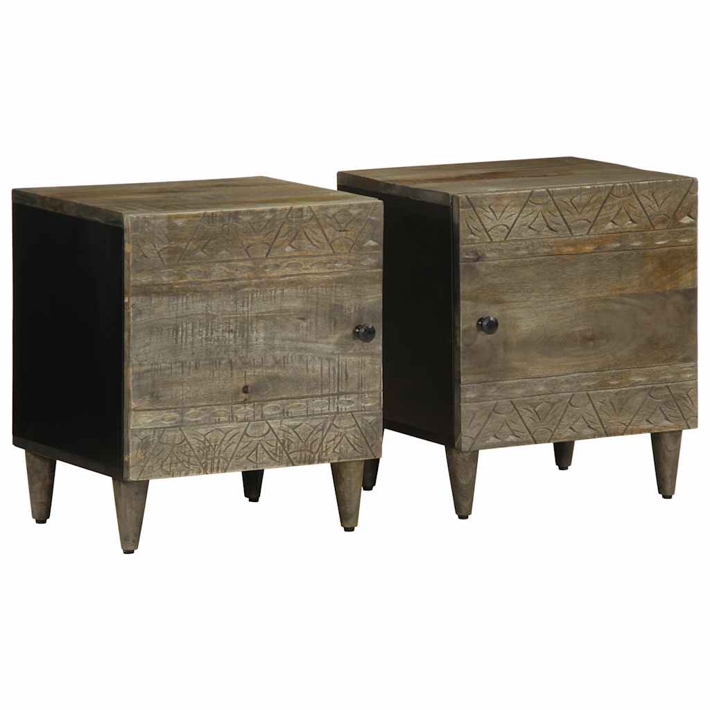 Tables chevet 2 pcs gris clair 40x33x46 cm bois manguier solide - XIOS