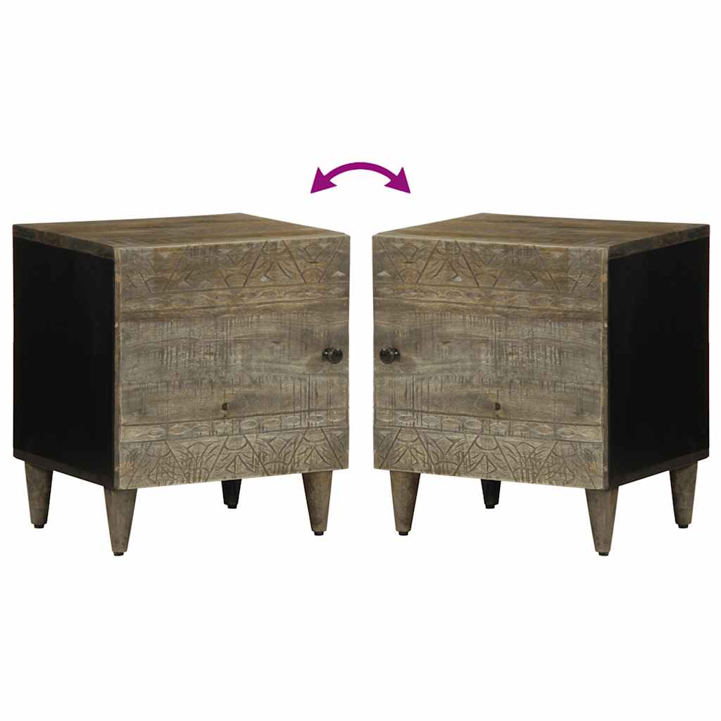 Tables chevet 2 pcs gris clair 40x33x46 cm bois manguier solide - XIOS
