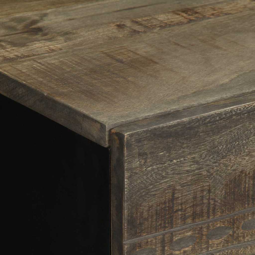 Table de chevet gris clair 40x33x46 cm bois de manguier solide - XIOS