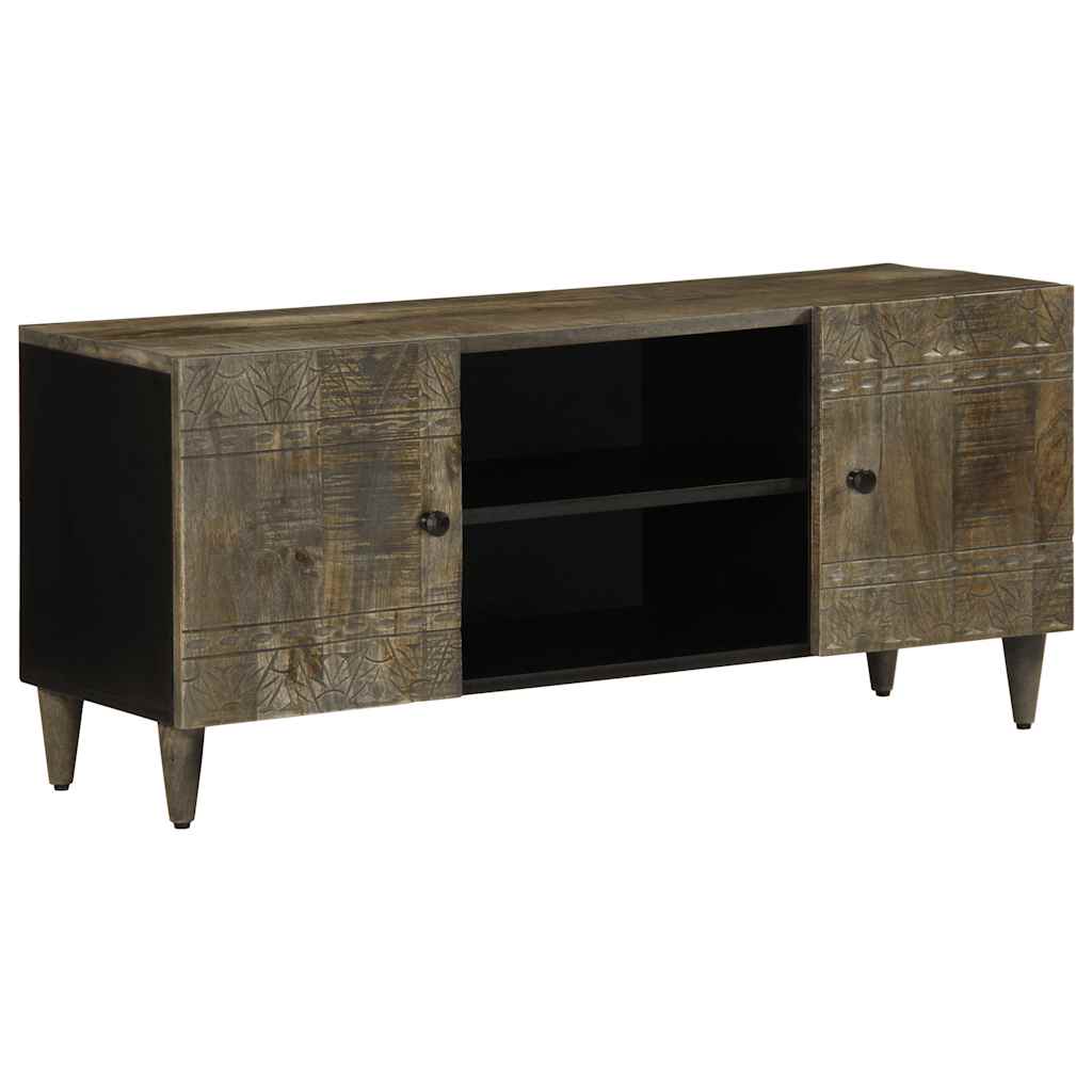 Meuble TV gris clair 105x33,5x46 cm bois massif de manguier - XIOS