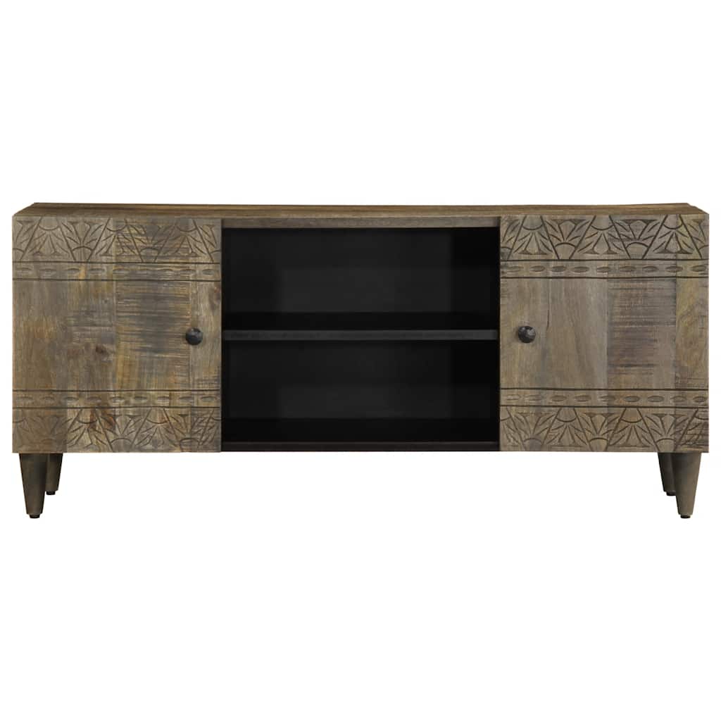 Meuble TV gris clair 105x33,5x46 cm bois massif de manguier - XIOS