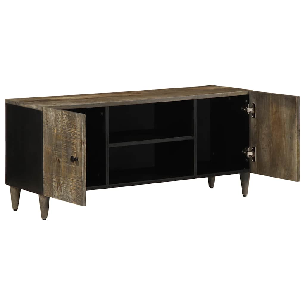 Meuble TV gris clair 105x33,5x46 cm bois massif de manguier - XIOS